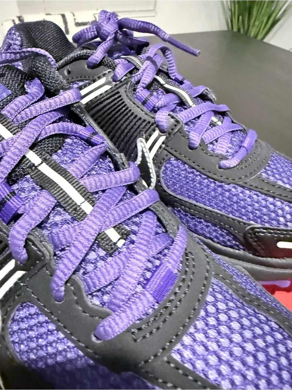 Nike Purple and Black Athletic Sneakers with White Swoosh.Nike Zoom Vomero 5 - Picture 4 of 9